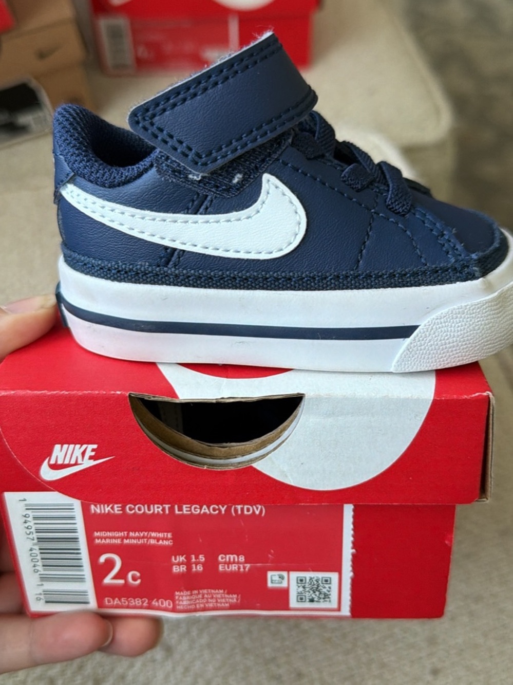 Nike Toddler Court Legacy Sneaker in Navy and White
